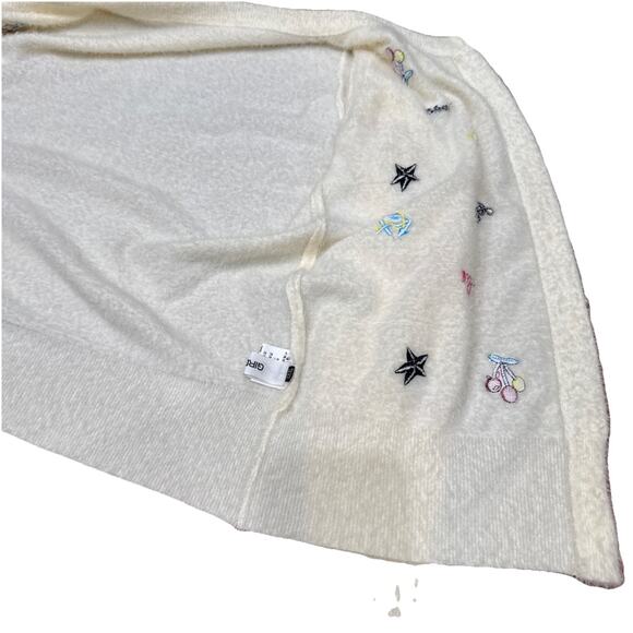 Cashmere&Wool White,Cardigan Sweater, Wmn SzS,embroidery,cottageCore Fuzzy Grany - Picture 6 of 16